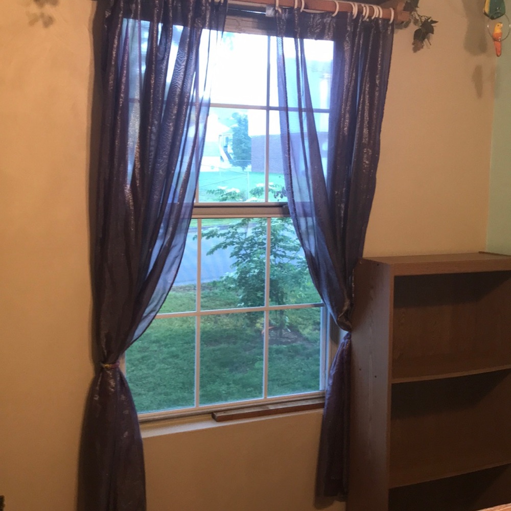 purple metallic curtains, pair